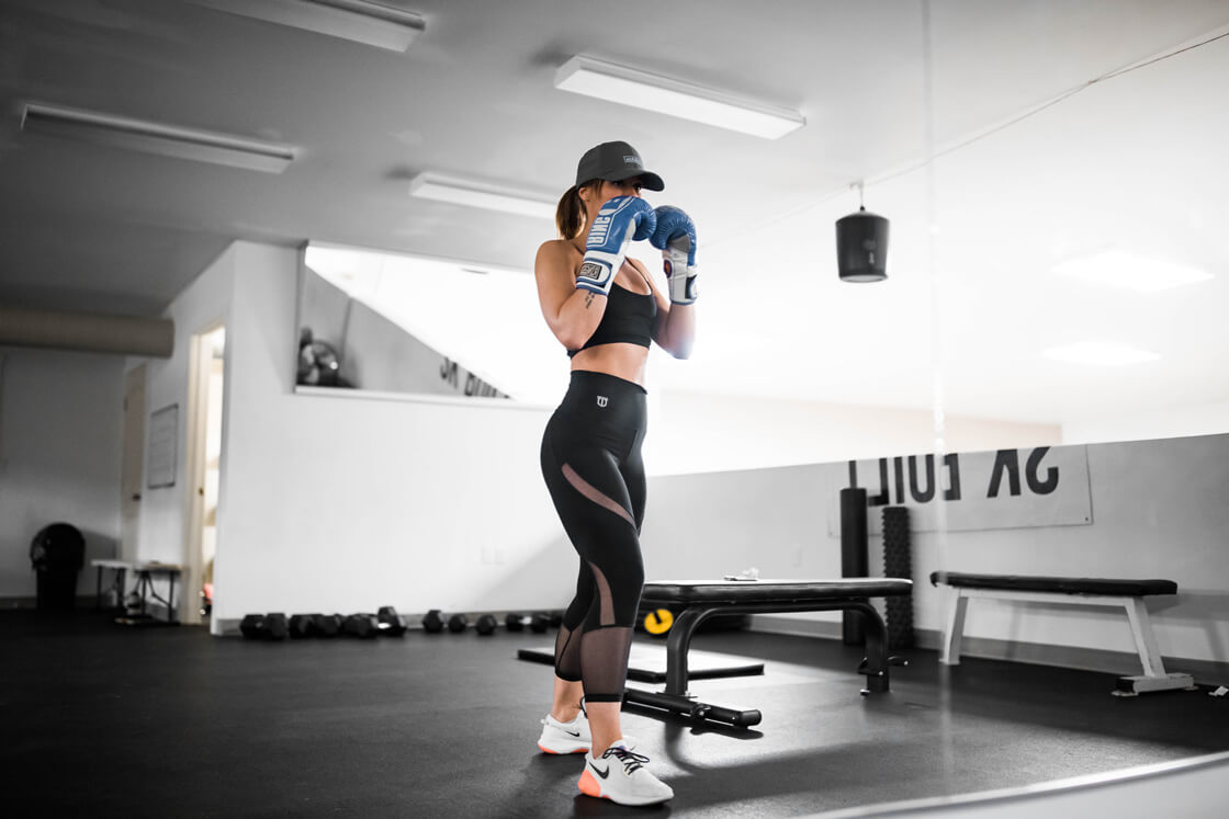  A woman about to start a boxing workout